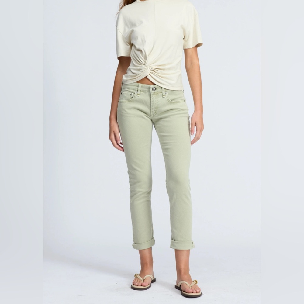 rag & bone NWT Dre Slim Low Rise Boyfriend Jeans in Eucalyptus, Size 25